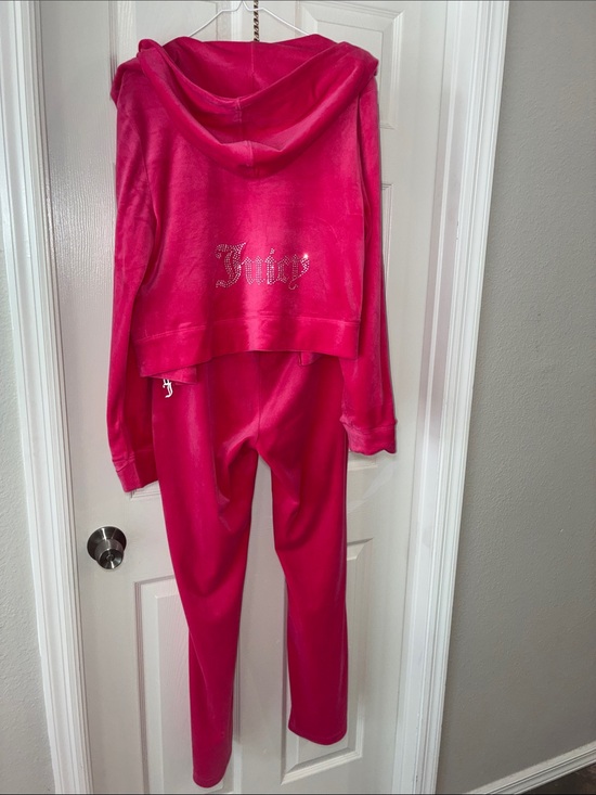 Juicy Couture Jackets & Blazers - Juicy Couture Fuchsia Velour Hoodie & Joggers Set